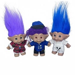 Vintage 90s Ace Novelty Treasure Trolls Lot WishStone Jewel Belly 3” Retro Toy